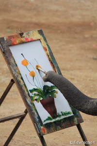 Elefanta pintando en el Mae Sa Elephant Camp